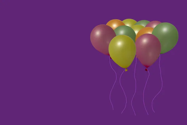 Bando Balões Brilhantes Sobre Fundo Rosa Com Espaço Para Design — Fotografia de Stock