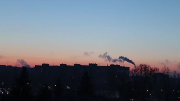 Tubos Fumo Poluição Atmosférica Emissões Industriais Para Ambiente Fumaça Emissões — Vídeo de Stock