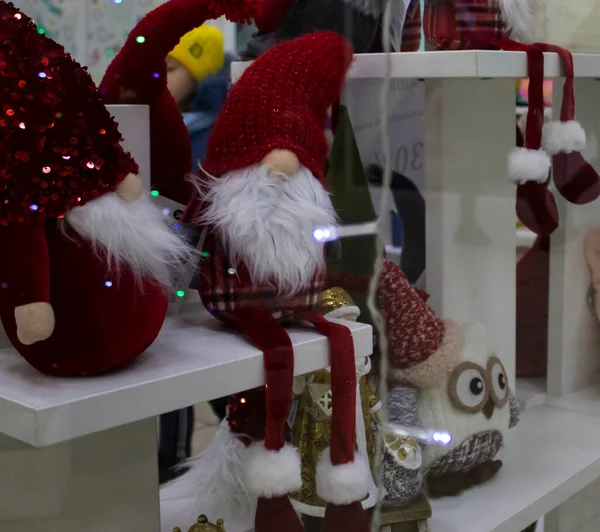 Christmas Gnomes Showcase Shop Holiday Christmas Concept — Stockfoto