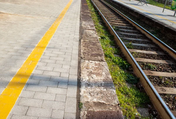 Kolej Stacji Kolejowej Szyny Jako Środek Transportu Pociągów Pojazdów Elektrycznych — Zdjęcie stockowe