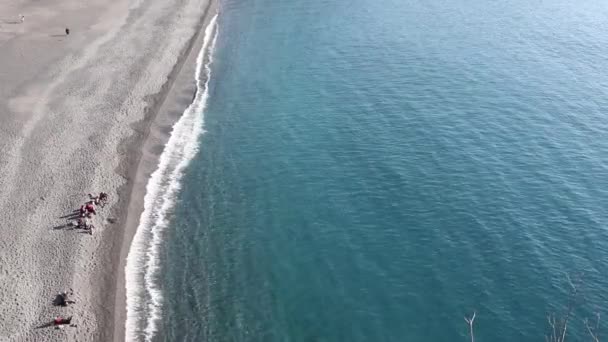 Pohled Shora Pláž Sea Surf Empty Sea Beach Malebná Promenáda — Stock video