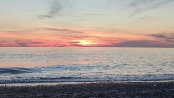 Time Lapse Färgglada Moln Solnedgången Över Havet Naturens Vackra Ljus — Stockvideo