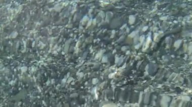 Güneş parlak mavi denize yansıyor, okyanus gün batımında, gün doğumunda. Mavi Su.