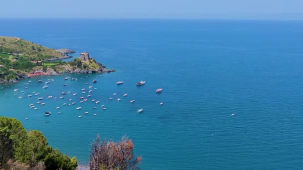 Aerial View Yachts Parked Luxary Houses Calabria Italy Aerial View — Video Stock