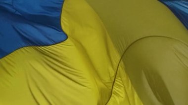 UKRAINE State Flag. The Ukrainian Flag Flutters in the Wind. Yellow and Blue Color with Very Detailed Fabric Texture. 4K