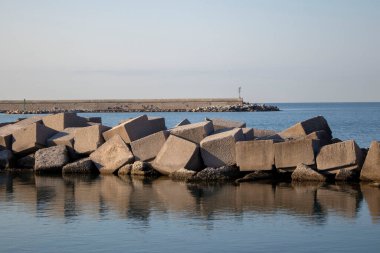 Beautiful panorama of the Stones in the Sea in Salerno, a fantastic coastal city. Located in Calabria, Italy, in the Miraculous Bay.