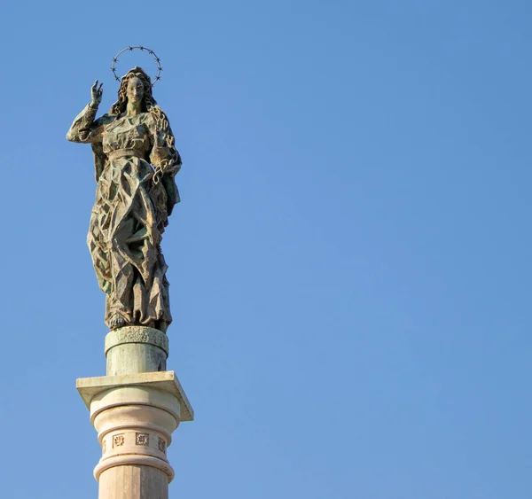 Statue Virgin Mary Blue Sky Calabria Italy Symbol City Salerno — Stock Photo, Image