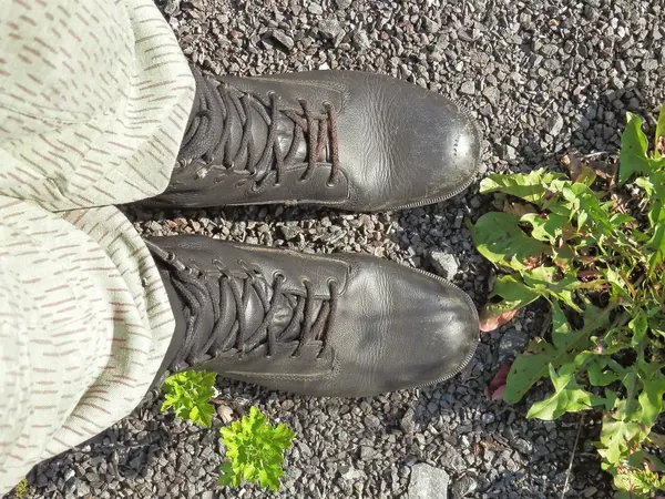 Throug 長いキロ自然の中のハイキングの靴 — ストック写真