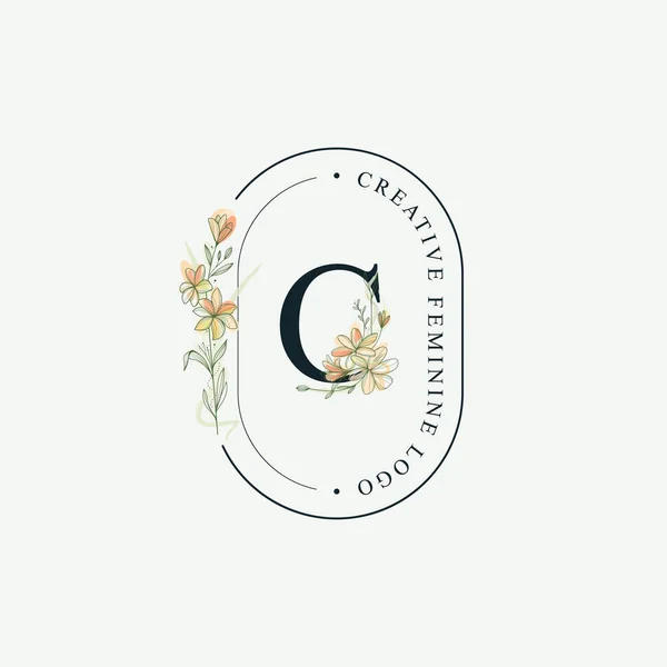 Initials Letter Wedding Floral Logos Template Elegant Hand Drawn Modern — Stockfoto