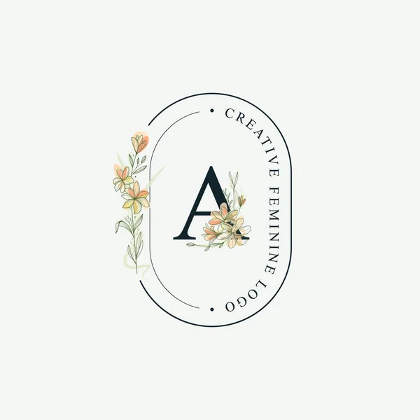 Initials letter A Wedding floral logos template, elegant hand-drawn modern minimal templates