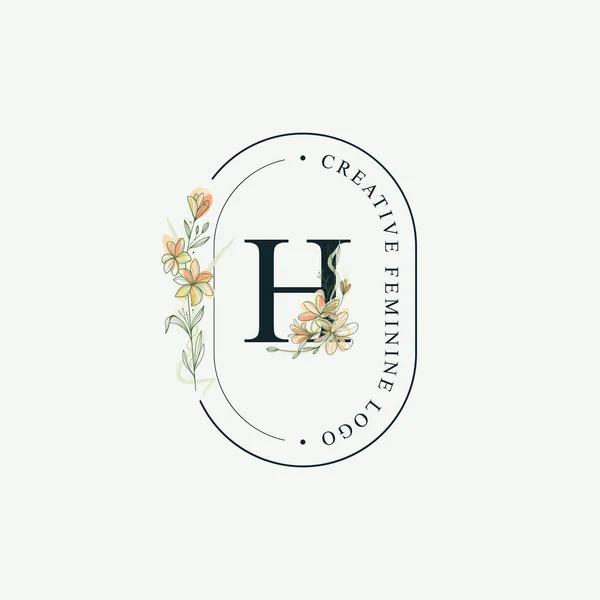 Initials letter H Wedding floral logos template, elegant hand-drawn modern minimal templates