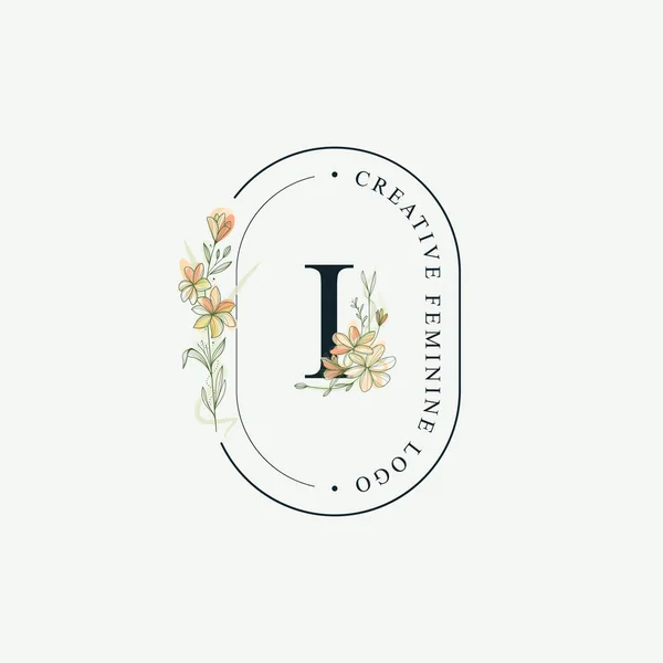 Initials Letter Wedding Floral Logos Template Elegant Hand Drawn Modern —  Fotos de Stock