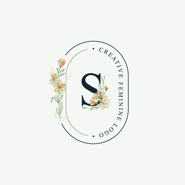 Initials letter S Wedding floral logos template, elegant hand-drawn modern minimal templates