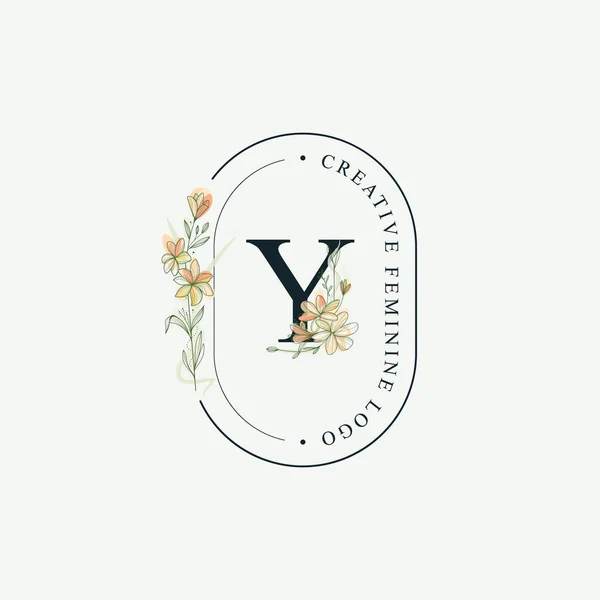 Initials Letter Wedding Floral Logos Template Elegant Hand Drawn Modern — Stockfoto