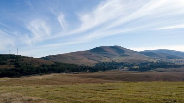 Sırbistan 'ın güneyindeki Zlatibor Dağı' nda sonbaharda sonu gelmeyen otlaklarıyla güzel tepe manzaraları