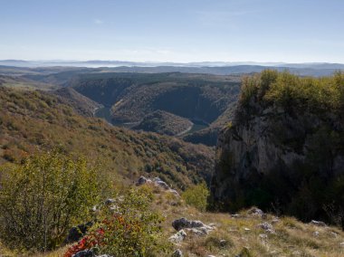 Sırbistan 'daki Zlatar ve Zlatibor Dağları arasındaki güzel sınırlarla Uvac Özel Doğa Rezervi, Uvac Nehri Kanyonu