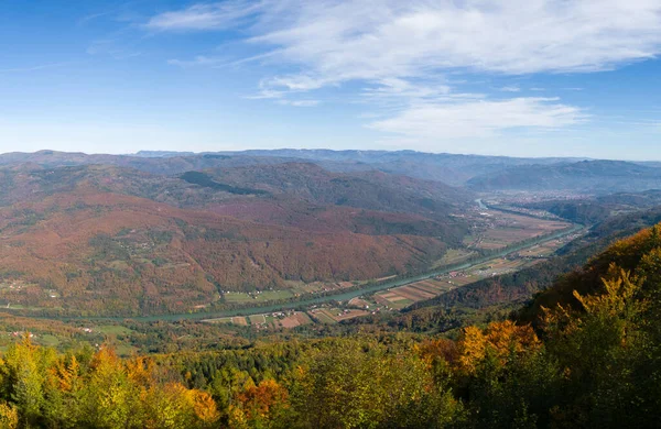 Pohled Údolí Řeky Driny Směrem Bajinu Bastu Rozhledny Oslusa Národním — Stock fotografie