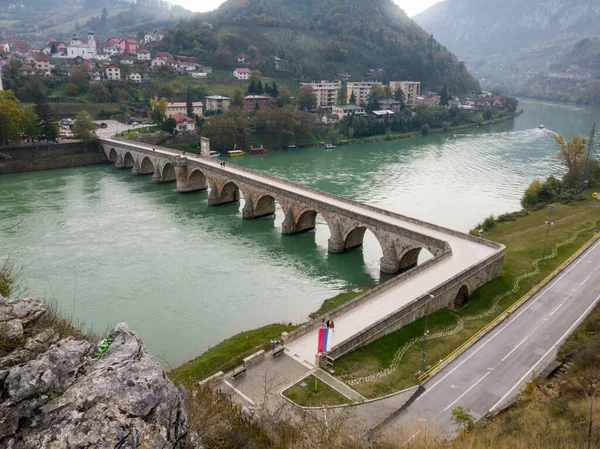 Mehmed Pasha Sokolovic Régi Kőhídja Drina Folyó Felett Visegrádon — Stock Fotó