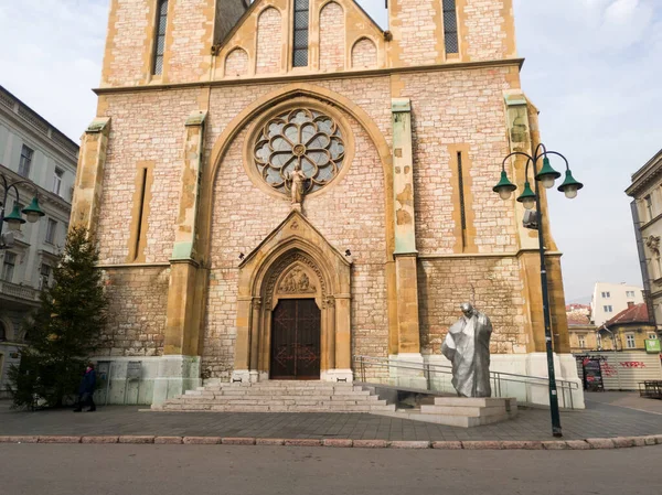 Szent Szív Katedrális Vagy Szarajevó Katedrális Egy Katolikus Templom Szarajevóban — Stock Fotó