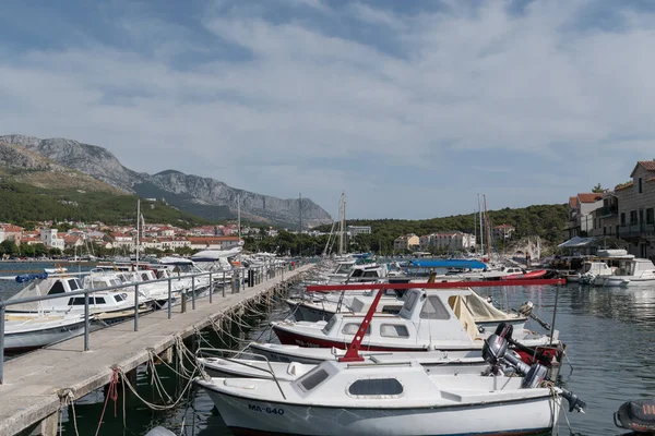Barcos Amarrados Puerto Ciudad Makarska Dalmacia Croacia — Foto de Stock