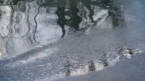 Rippling Undulating Water Surface Thin Ice Winter Close Frozen Water — Stock Video