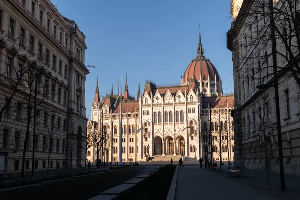 Budapest Parlament Épület Előoldal Magyarországon — Stock Fotó