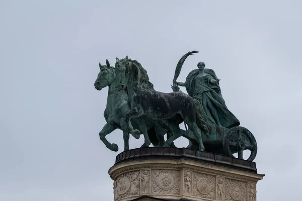 Památník Tisíciletí Náměstí Hrdiny Budapešti Maďarsko — Stock fotografie