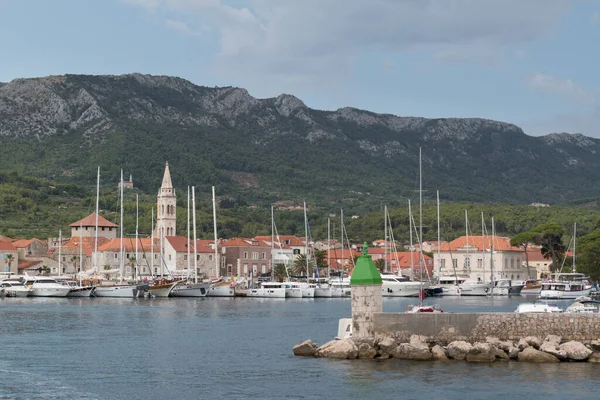 Miasto Jelsa Port Łodziami Wyspie Hvar Chorwacji — Zdjęcie stockowe