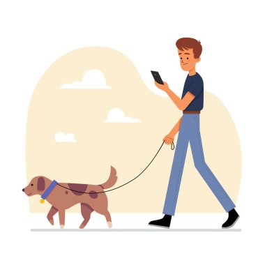 Adam köpeğini yürüyüşe