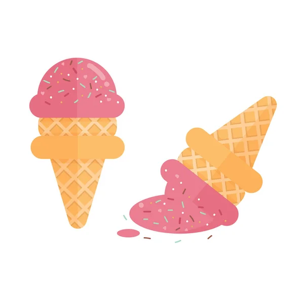 Pink Ice Cream Cone Sprinkles — Stock Vector