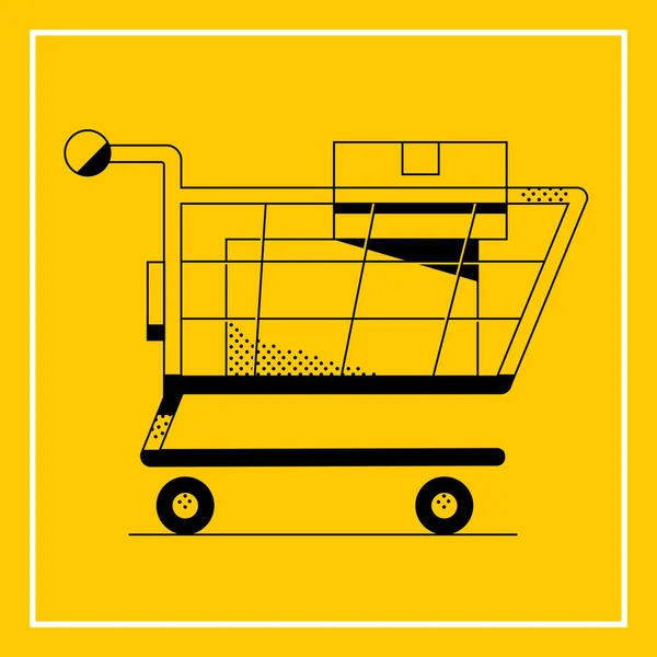 Paketlerle dolu alışveriş arabası.