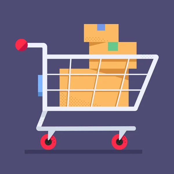 alışveriş sepeti kutuları ile dolu