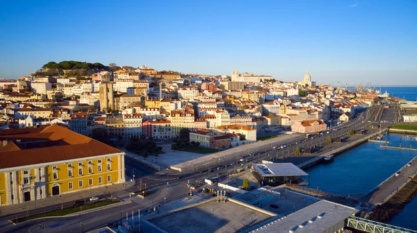 Vista Aérea Del Dron Sobre Distrito Alfama Lisboa Portugal Panteón — Foto de Stock