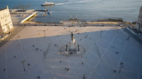 Luftaufnahme Der König Joseph Statue Auf Dem Marktplatz Von Lissabon — Stockfoto
