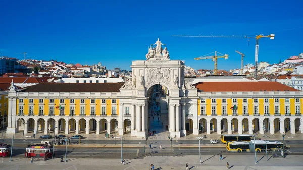 Lisboa Portugal Janeiro 2022 Vista Aérea Drones Sobre Praça Comércio — Fotografia de Stock