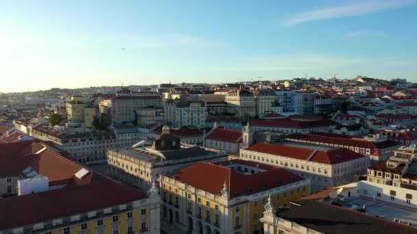 Lissabons Stadshus Flygdrönare Från Commerce Square — Stockvideo