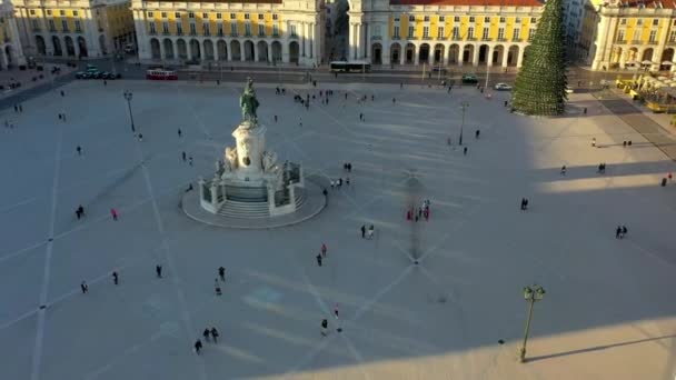 Vue Aérienne Par Drone Arche Rue Augusta Depuis Place Commerce — Video