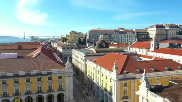 Lisbon Town Hall Aerial Drone View Commerce Square — Stock Video