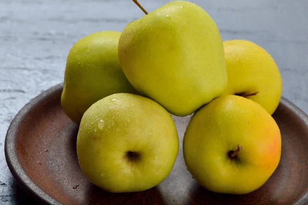 Fruchtnahrung Gelb Saftige Äpfel — Stockfoto