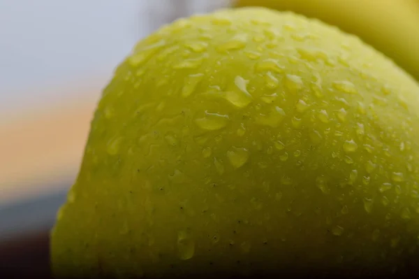 Gelbe Frische Äpfel Auf Dem Tisch Obst Ist Ein Nützliches — Stockfoto