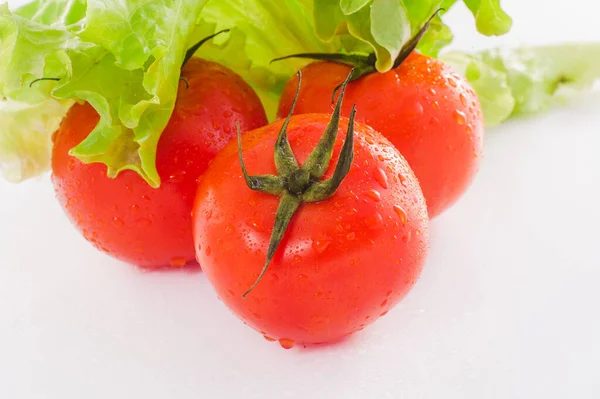 Färska Tomater Vit Bakgrund — Stockfoto