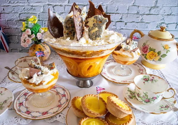 Queen Elizabeth Platinum Jubilee Pudding Jubilee Trifle — Stock Photo, Image