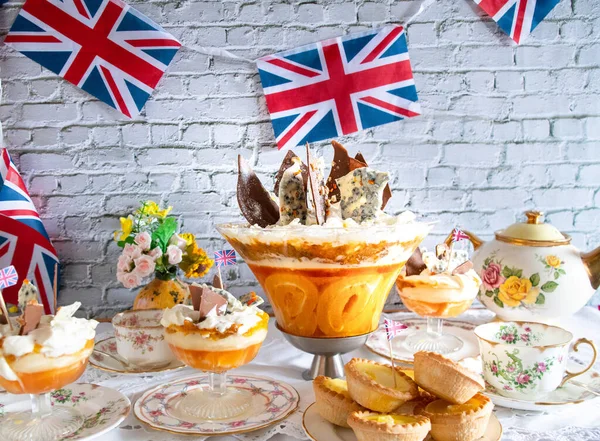 Queen Elizabeth Platinum Jubilee Pudding Jubilee Trifle — Stock Photo, Image