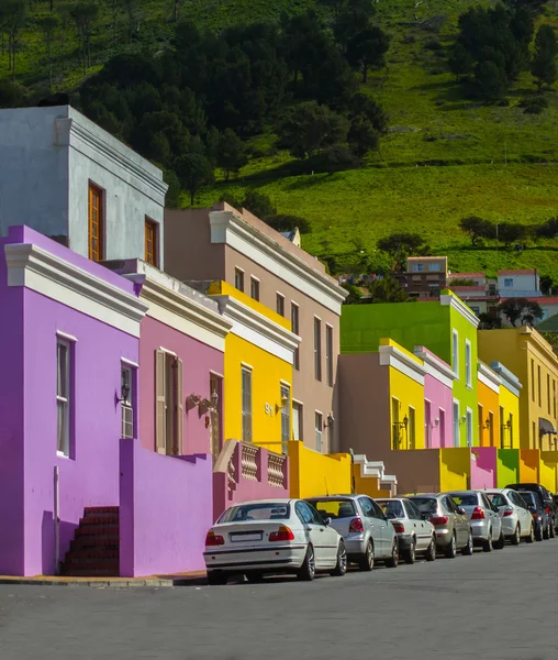 Kolorowe domy w bo kaap dzielnicy, cape town, Republika Południowej Afryki — Zdjęcie stockowe