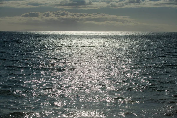 海洋抽象或波纹水纹理背景.用浪花和浪花使水面的纹理平静.摘要自然背景。蓝色海水的表面. — 图库照片