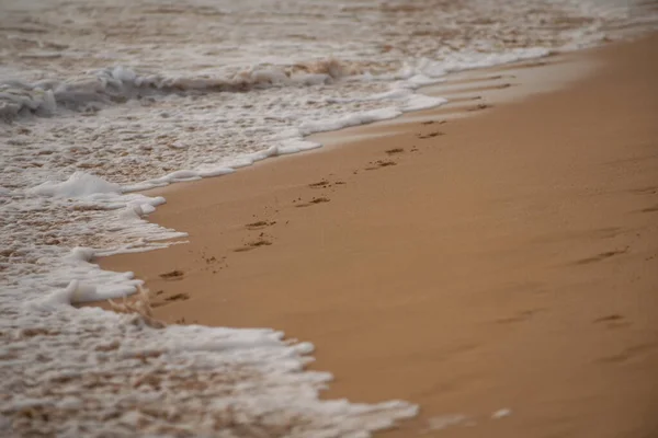 Ruhiger Meeresstrand Hintergrund. Sommer tropischer Strand mit Sand. Meerwasser. Natürliche Meereslandschaft. — Stockfoto