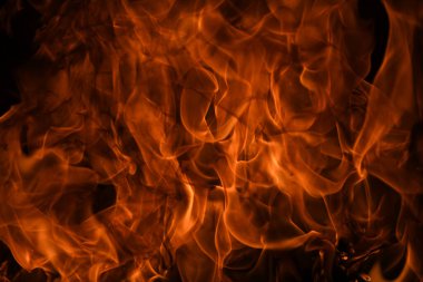 Alevler. Siyah arka planda yanan ışıklar. Siyah arka planda yangın alevleri. Soyut yangın alevi arkaplanı.