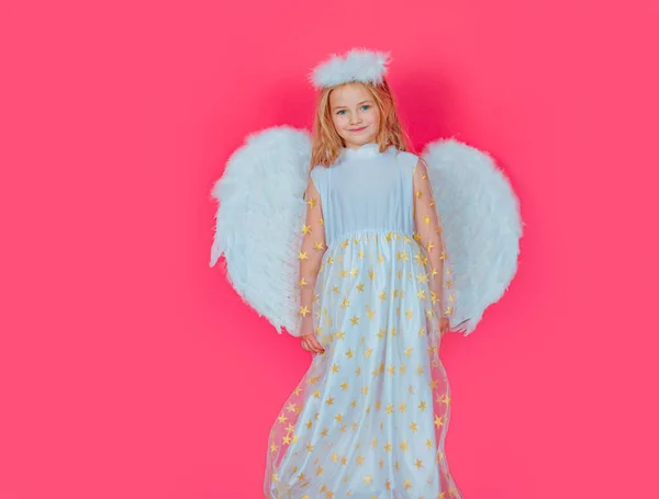 Angel children girl with white wings. Princess kids. — Stockfoto