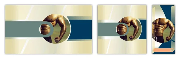 Conception de gabarit abstrait, pour bannière d'impression, web. Modèles ensemble de couverture en-tête brochure pour entraîneur de fitness instructeur de gymnastique, club de sport. Bannières horizontales et verticales, design carré. — Photo