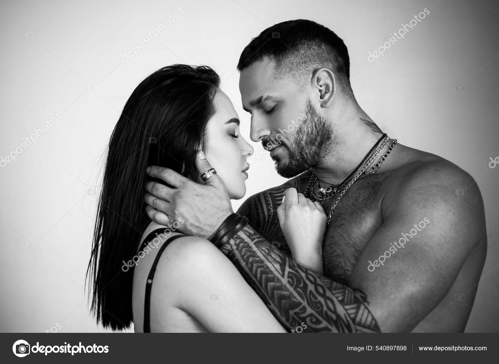 Dissolve into each other. Sensual couple kiss. Couple in Love. Romantic kiss and love. Intimate relationship and sexual relations. Close up mouths kissing photo